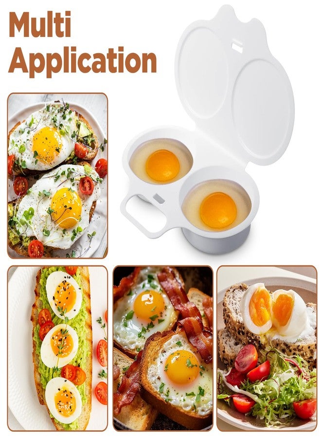 Guduling Microwave Egg Poacher 2 Eggs,White Egg Poacher,2 Cavity Nonstick Poached Eggs Maker With Lid,Egg Poachers Microwave Egg Cooker,Kitchen Dining Specialty Cookware - Image 3
